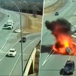 Auto pierde el control, choca contra camión y termina en una gran explosión