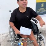Multan a joven en silla de ruedas por estacionarse en un cajón para personas con discapacidad