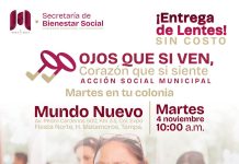 Invita Gobierno de Beto Granados a jornada gratuita de entrega de lentes en beneficio de las familias matamorenses