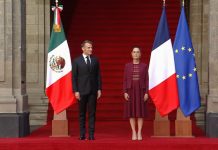 Sheinbaum recibe a Macron en Palacio Nacional