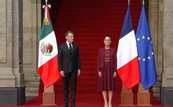 Sheinbaum recibe a Macron en Palacio Nacional